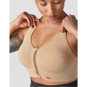 Shefit lounge bra sports bra honey wheat front zip 6luxe